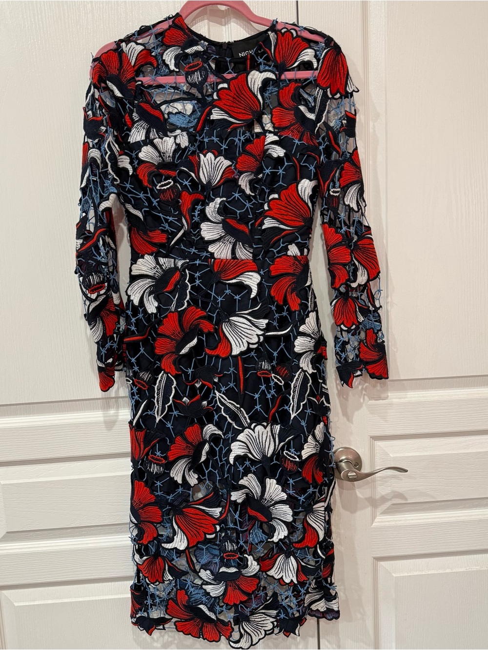 Nicholas Red & White & Blue Floral Dress